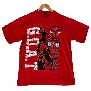 Vintage Chicago Michael Jordan GOAT Back To Back Red T Shirt Size Large